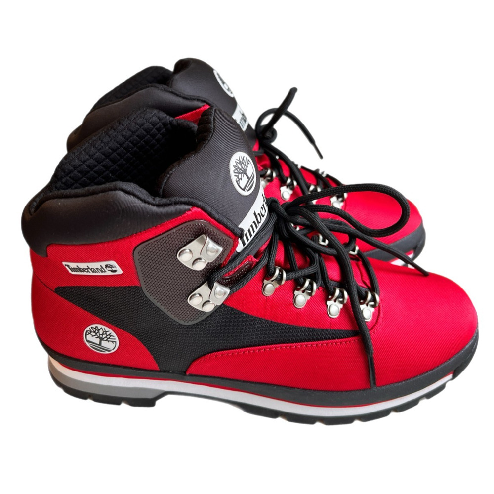 NEW Men's Timberland Euro Hiker Boots Mid Red Jacquard Sz 10.5